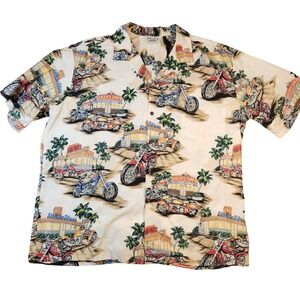 Pacific Legend Apparel 3XL Hawaiian Shirt Bikers Diner Motorcycle‎ Palm Trees